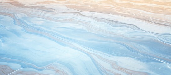 Poster - A detailed closeup of a blue and white marble texture resembling water ripples, capturing the fluid motion of wind waves. This stunning pattern could be compared to a painting in an art landscape