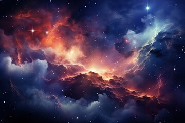 Wall Mural - colorful space filled with stars and clouds generative ai