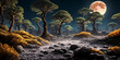 Lunar Wonders. Enchanting lunar landscape teeming with alien flora and fauna