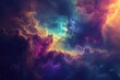 A vibrant space scene featuring numerous stars and swirling clouds, A vibrant interstellar cloudscape unfolding in the heart of a galaxy, AI Generated