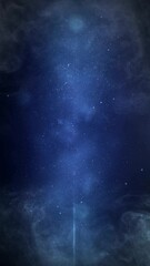 Wall Mural - vertical space smoke particle flight 4k loop features a camera view flying slowly through a space li