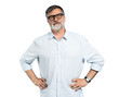 © opolja - Bearded middle-aged man wearing glasses posing over transparent background