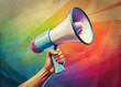 Megaphone on a colorful background