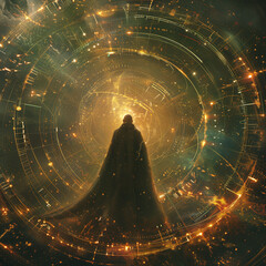 Wall Mural - a man stands in the center of a circle of stars
