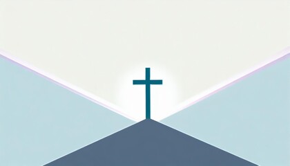 Simplistic cross on a hill with a warm gradient background, symbolizing faith and Easter.