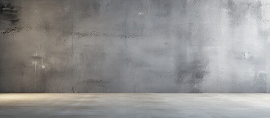Poster - An empty room with grey concrete floor and wall, mimicking a landscape with tints and shades of darkness. Water and wood elements are absent, creating a cloudlike atmosphere