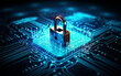 ©  VisionaryFrames - Cybersecurity Concept with Padlock on Digital Circuit Board
