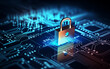 ©  VisionaryFrames - Cybersecurity Concept with Padlock on Digital Circuit Board