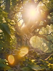 Canvas Print - a large tree in a forest filled with lots of trees