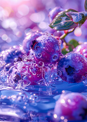 Wall Mural - Fresh Blueberries with Water Drops