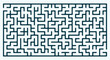 Rectangle shaped labyrinth (maze) design. Vector graphic illustration of medium difficulty puzzle and fun maze (labyrinth) game.