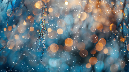 Wall Mural - Winter Wonderland Background with Sparkling Snowflakes