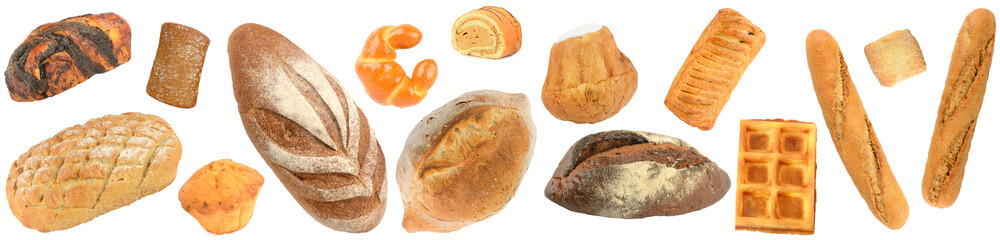 Sticker - White and gray bread isolated on white background.