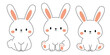 © Jexy - Cute little Easter bunny outline sketch collection in different poses. Cartoon rabbit character for kids cards, baby shower, invitation, poster. Vector stock illustration
