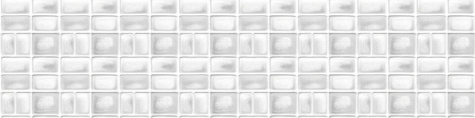 Aufkleber - White gray grey rectangular rectangles concrete cement brick tiles wall texture wide background banner panorama, seamless pattern