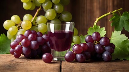 Wall Mural - grapes juice on woody background clear image UHD 8k

