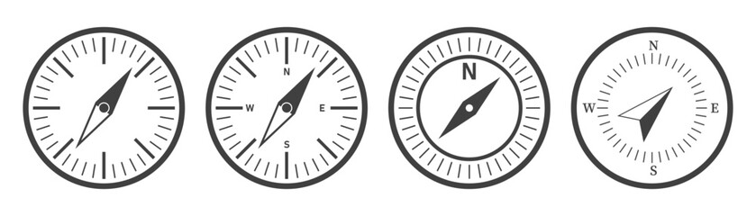 Wall Mural - Simple set of compass icons. Set of compass symbols on white isolate