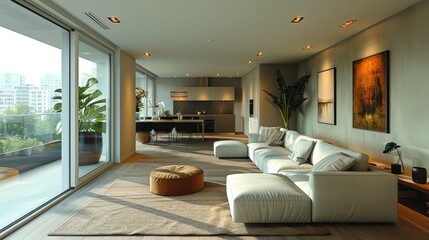 Wall Mural - Luxury living interior with a relaxed cozy atmosphere