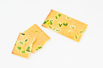 Wall Mural - Chive biscuits on white background