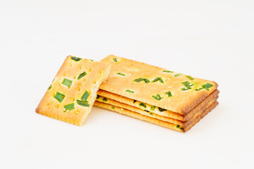 Wall Mural - Chive biscuits on white background