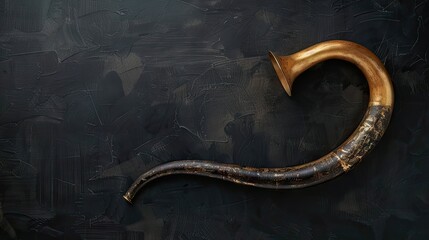 Wall Mural - Symbolic Sound: Shofar, a traditional Jewish ram horn, isolated on a striking black background, evoking spiritual depth