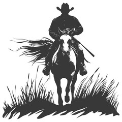 Wall Mural - silhouette cowboy riding horses alone black color only