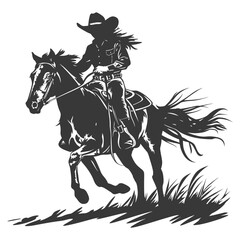 Wall Mural - silhouette cowgirl riding horses alone black color only