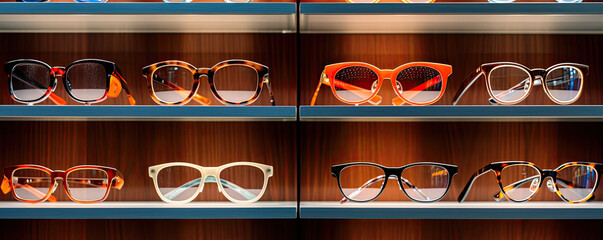 glasses in the shelves store