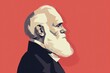 Classic Darwin portrait illustrating the evolution scientist in a minimalist vector design