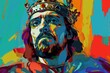 Colorful Pop Art Portrait of King Richard Lionheart, the English Monarch and Historical Figure