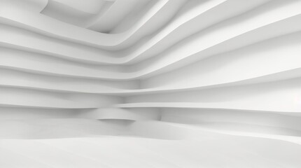 Wall Mural - architectural space showcasing undulating white layers in a modern abstract design