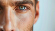 Cosmetic clinic offers dermastamp treatment for men using fractional mesotherapy, close up man face