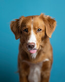 Fototapeta Psy - Pies na niebieskim tle