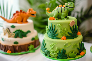 birthday cake with dinosaur theme (1)