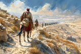 Fototapeta  - Entering the Promised Land, A Biblical Journey's End - Illustration