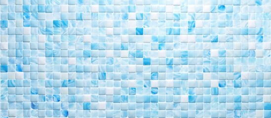 Wall Mural - Light blue ceramic mosaic tile texture background pattern.