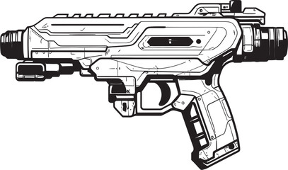 Neutron Shooter Futuristic Weapon Icon Electropulse Gun Black Logo Vector Design