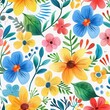 © TheoTheWizard - Watercolor floral seamless pattern flat background with vibrant blossoms