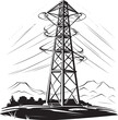 ElectricTitan High Voltage Pole Black Logo Design Icon VoltVanguard Vector Emblem for Electric Infrastructure