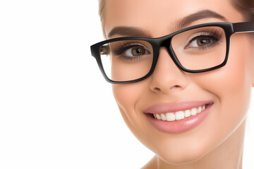 A woman with glasses is smiling at the camera