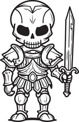 Dark Defender Skeleton Knight Icon in Black Vector Spectral Paladin Skeleton Knight Symbol in Black Vector