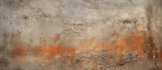 Canvas Print - A close up of a concrete wall with a rusty texture resembling a brown wood flooring pattern, contrasting with the natural landscape of grass and soil