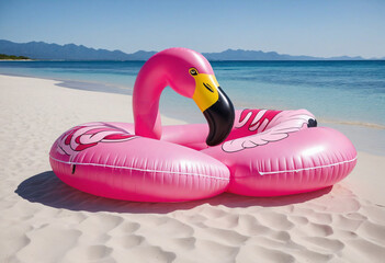 Flamingo inflatable pool toy, png, float, transparent background, isolated beach toy, summer