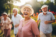 Elderly friendship: senior individuals engage in group therapy, fostering meaningful relationships and supporting each other's emotional wellbeing through laughter and communication.