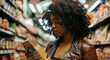 © viktorbond - Woman choosing products in grocery store, reading ingredients