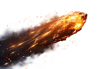 Wall Mural - a brilliant flaming meteor with glowing molten tail streaking across the night sky, isolated on a tr
