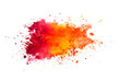 Red and orange watercolor splatter effect on white background.