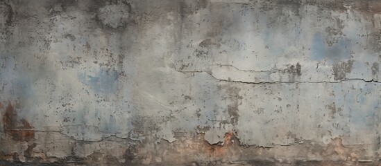 Poster - A detailed shot of a weathered concrete wall with chipping paint, showing a blend of woodlike texture and bedrock influences in the landscape