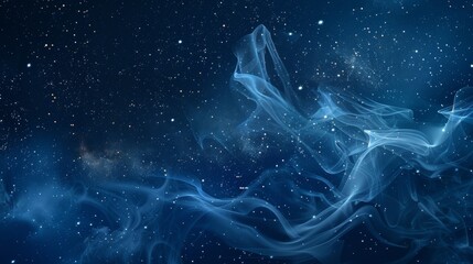 Wall Mural - Abstract smoke shapes with starry night background.