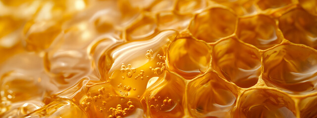 Wall Mural - Honey in honeycombs close-up